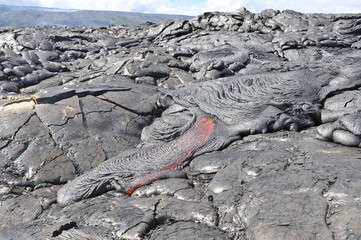Flowing lava from Kilauea volcano, Hawaii. April, 2012.