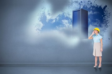 Fototapeta premium Composite image of attractive architect yelling