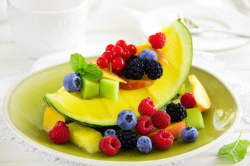 Fruit salad with watermelon.