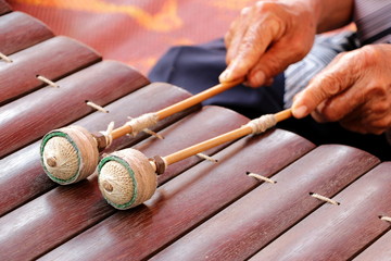 Traditional Thai xylophone playing