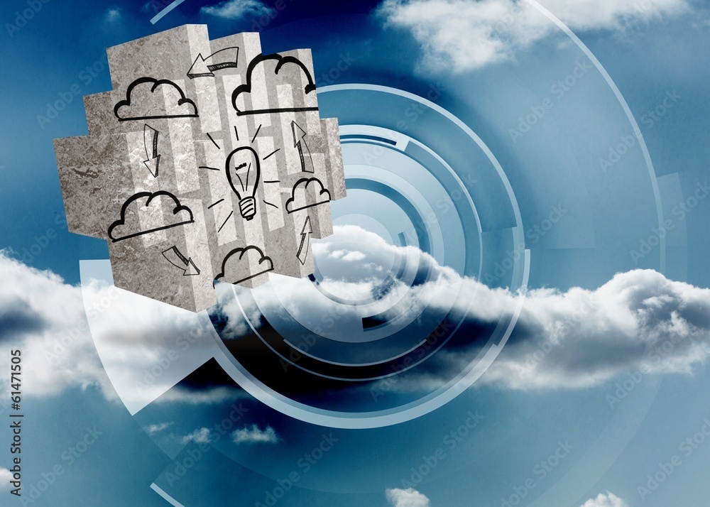 Poster Composite image of cloud computing idea on abstract screen