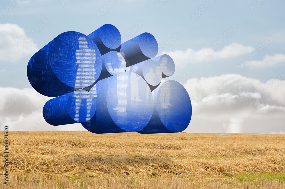Poster composite image of digital business people on abstract screen