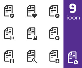 Vector black documents icons set