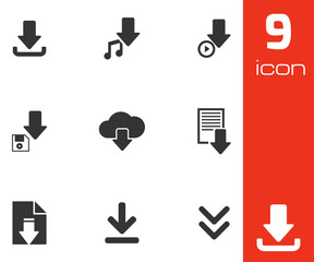 Vector black download icons set
