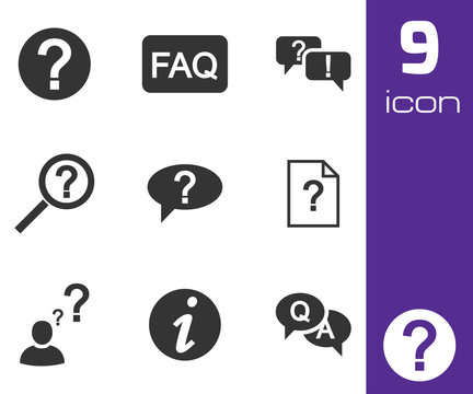 Vector black FAQ icons set