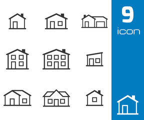 Vector black houses icons set