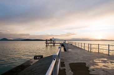 Obraz premium Sunset over the Trasimeno lake