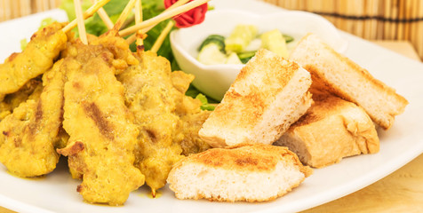 Pork satay with toast ,thai cuisine food