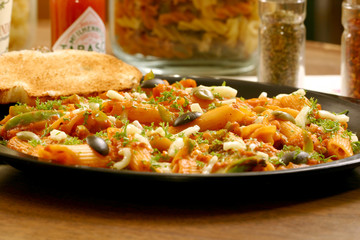 Delicious penne pasta.
