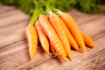Carrot on a wooden table