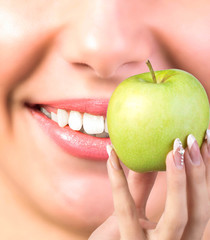 White Healthy Teeth Woman.Vitamin for Health Teeth