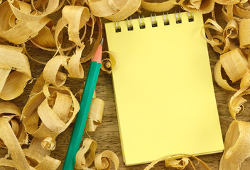 Image notepad for background and texture of wood shavings