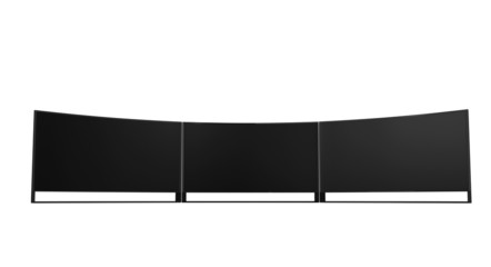 4K curved OLED TV wall on white background