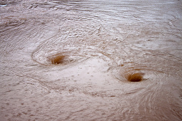 Whirlpools on a dirty river