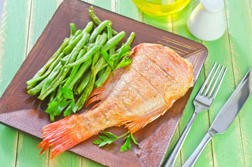 fried fish with green beans