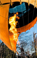 Hot air balloon with fire