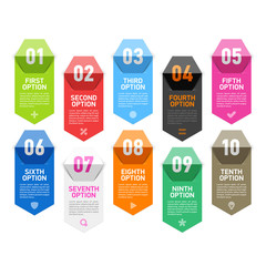 Modern folded paper numbers infographics elements