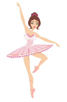 Illustration of beautiful dancing ballerina isolated on white ba
