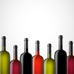 Vector Illustration of Wine Bottles Without Lables