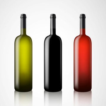 Vector Illustration of Wine Bottles Without Lables