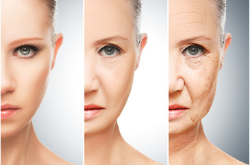 Naklejka premium koncepcja starzenia się i pielęgnacji skóry