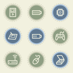 Electronics web icon set 2, vintage buttons