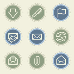 Email web icon set, vintage buttons