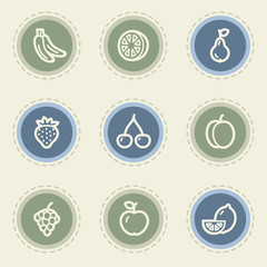 Fruits web icon set, vintage buttons