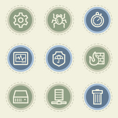 Internet security web icon set, vintage buttons