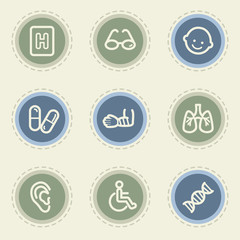 Medicine web icon set 2, vintage buttons