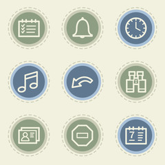 Organizer web icon set, vintage buttons