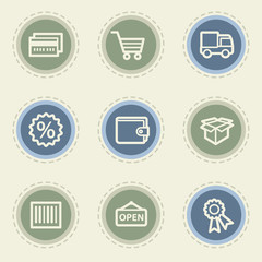 Shopping web icon set 2, vintage buttons