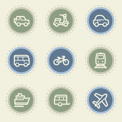 Transport web icon set, vintage buttons