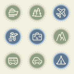 Travel web icon set 1, vintage buttons