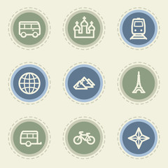 Travel web icon set 2, vintage buttons