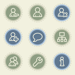 Users web icon set, vintage buttons