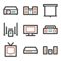 Audio video web icons, contour series