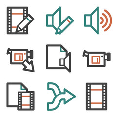 Audio video edit web icons, contour series