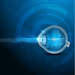Human eye vision, abstract blue illustration