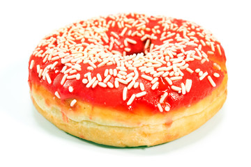 Donut with sprinkles isolated on white