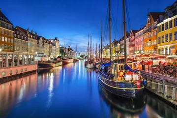 Deurstickers Scandinavië Kopenhagen, Denemarken bij Nyhavn Canal