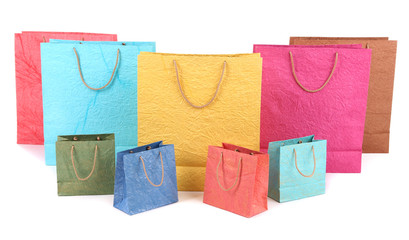 Colorful shopping bags, isolated on white
