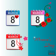 Set calendars 8 March blue