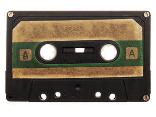old, dirty, black, retro music audio tape - obrazy, fototapety, plakaty