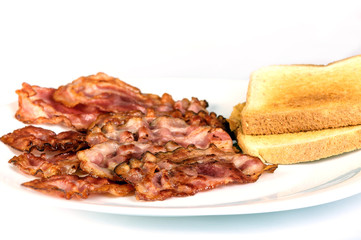 Bacon on a white plate