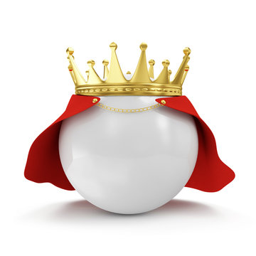 White Ball with Golden Crown and Raincoat isolated on white