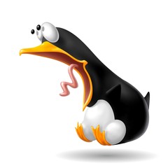pinguino terrorizzato - obrazy, fototapety, plakaty