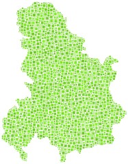 Serbia and Montenegro in a mosaic of green squares