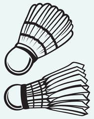 Badminton ball isolated on blue background