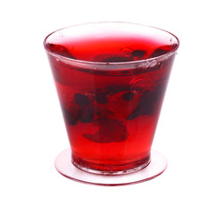 Fruit jelly in a glass.